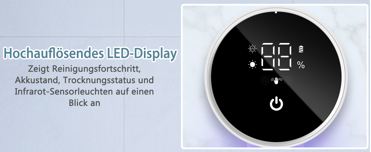 Тримач для зубних щіток з УФ дезінфекцією, електричний, з сушкою та LED-дисплеєм, перезаряджуваний, настінний, 2 слоти