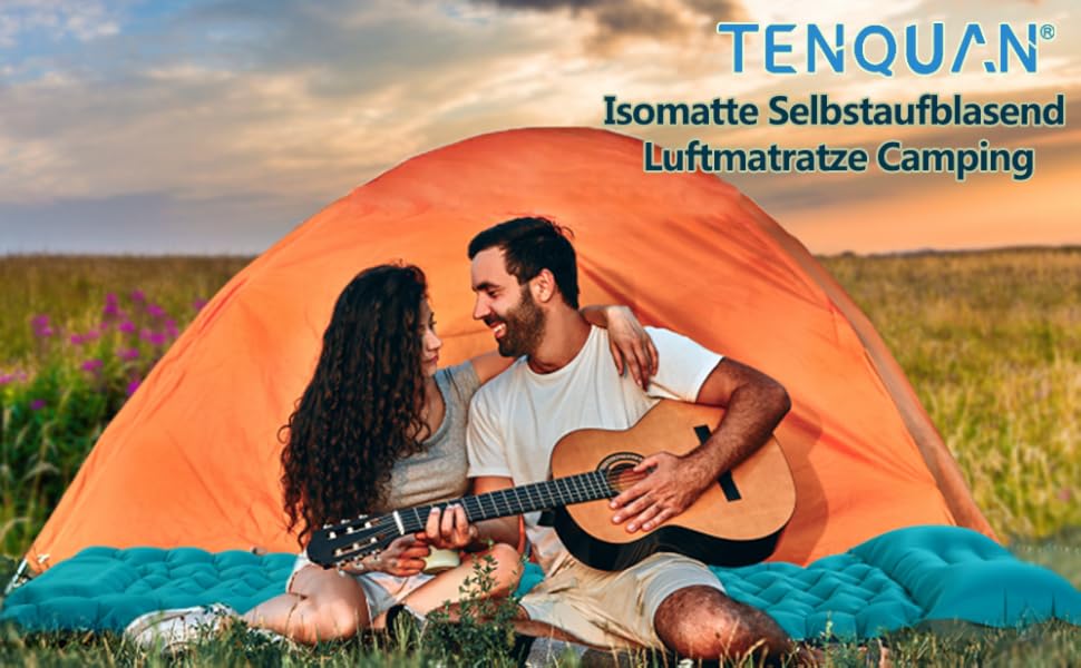 Саморозкладаний килимок для кемпінгу Isomatte - 9 см, надувний килимок для сну, повітряний матрац, туристичний килимок з насосом для авто, намету, трекінгу, пляжу (блакитний/сірий)