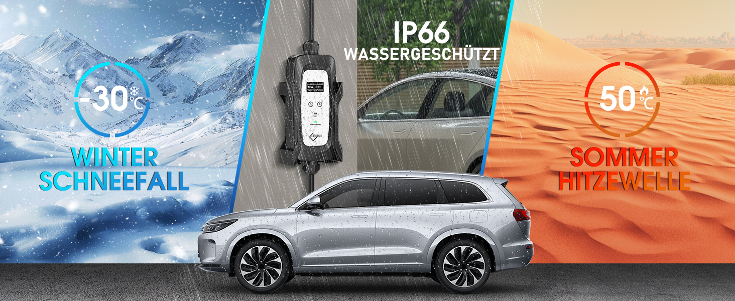 Кабель зарядки для електромобіля Schuko 3.6kW (5м, 16A) з регулюванням струму та дисплеєм | Підходить для ID.3, ID.4, Model 3/Y, ZOE, Q3/Q5 та інших електромобілів (EV/PHEV)