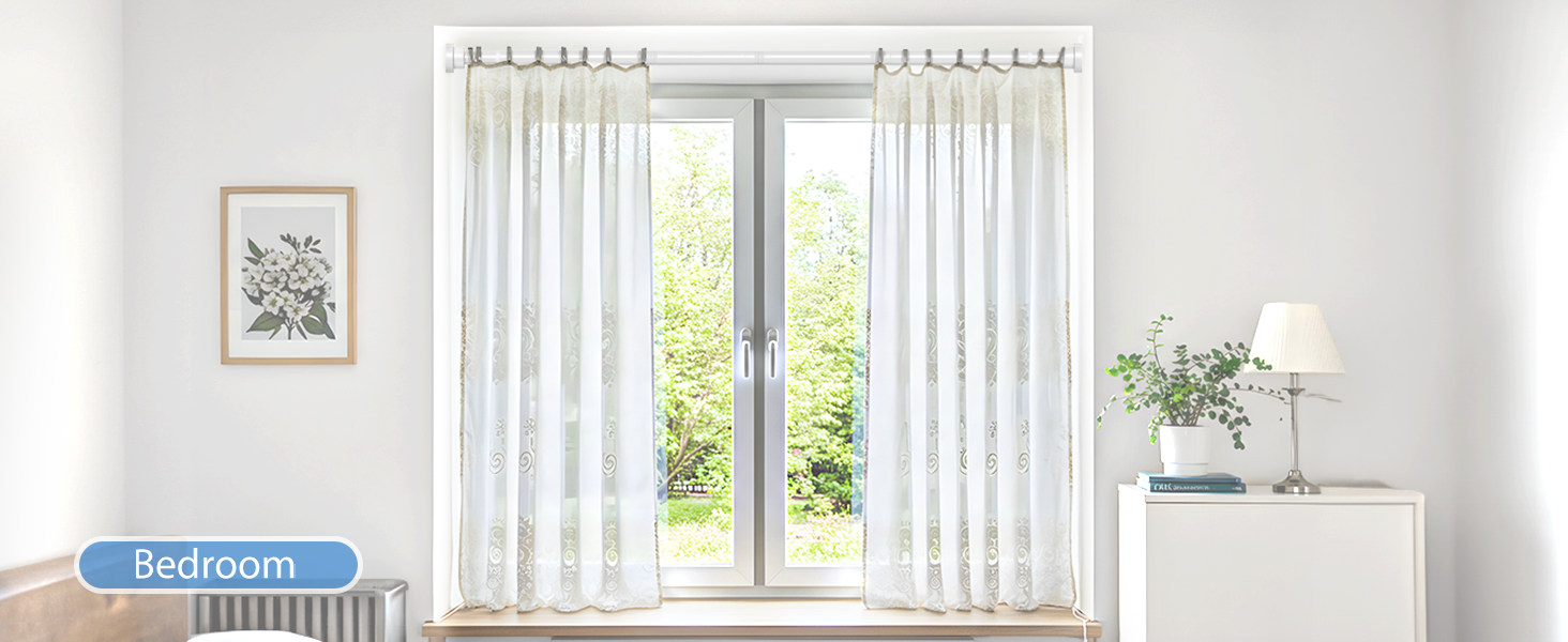 Телескопічна штанга для карнизів та душової кабіни без свердління, 79-195 см (біла)