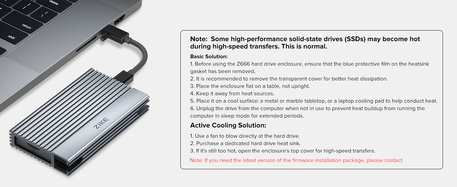 Корпус для SSD ZIKE 40Gbps M.2 NVMe з USB4.0 (до 3811MB/s), Thunderbolt4, сумісний з M.2 2280, USB3.2, PCI-E Gen 4x4