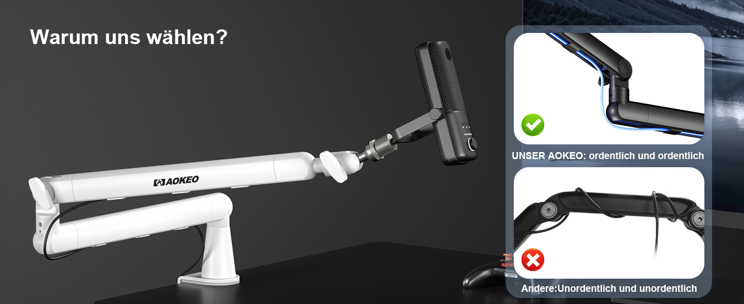 Кріплення для мікрофону Aokeo AK-55 – низькопрофільний тримач для HyperX, Elgato, Shure, Blue Yeti та інших мікрофонів