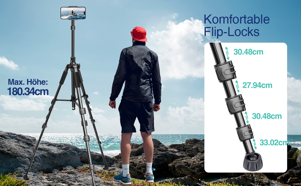 Штатив для смартфона Elitehood з виносним плечем 114 см, гнучкий, 180 см, 360° - для відеозйомки