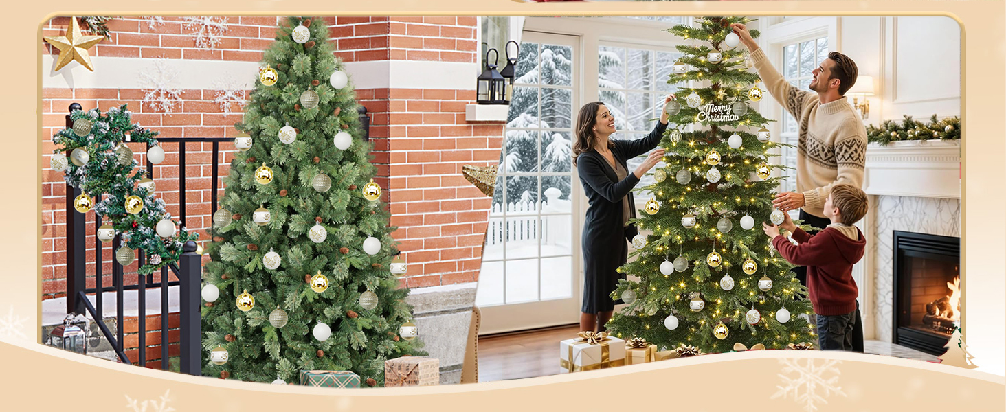 Набір 40 прикрас на ялинку, 6 см, червоно-білі, пластик, з підвісками, міцні, різні поверхні та візерунки, для внутрішнього та зовнішнього використання