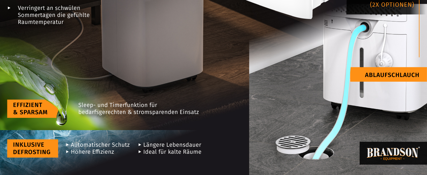 Електричний осушувач повітря Brandson 16L з компресором – 16 літрів/24 години – тихий – дисплей – для спальні, ванної, підвалу