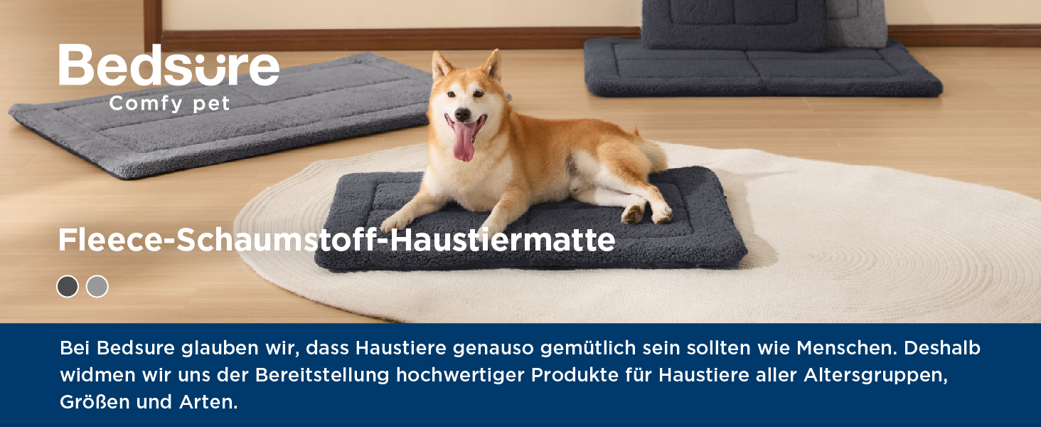 Килимок для собак середніх порід BEDSURE - 89x56 см, сірий, з густою піною та Sherpa-плюшем, легко миється