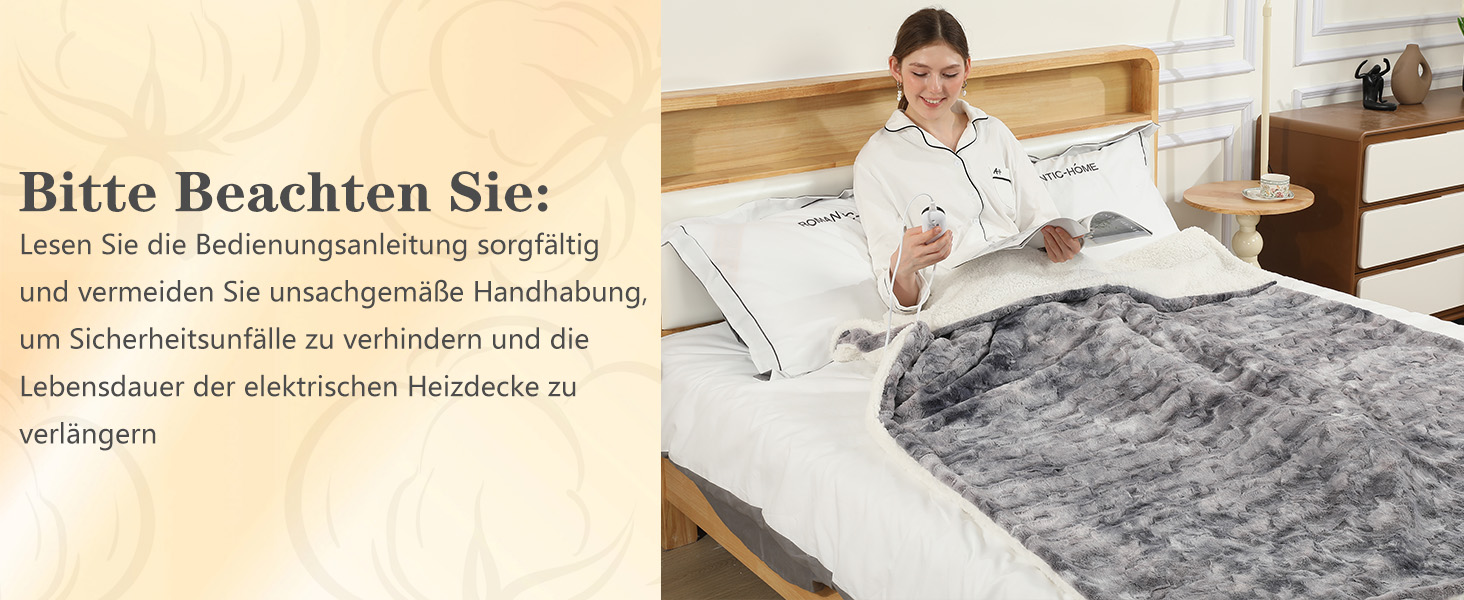 Електрична ковдра COZYTY 150x200 см з автовимкненням – фланель, 6 режимів нагріву, таймер, захист від перегріву, машинне прання (сірий, чорний)