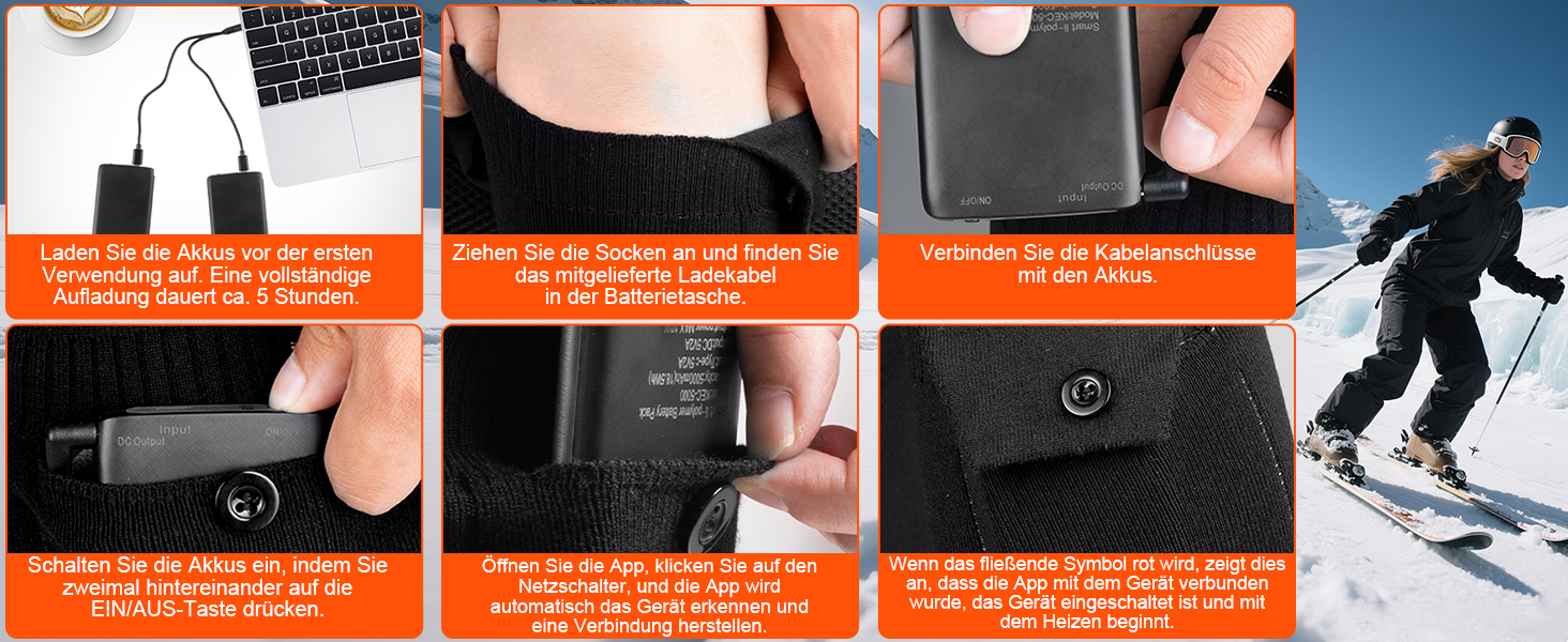 Гріючі шкарпетки для жінок та чоловіків, 5000/8500mAh з додатком, повна підошва, акумуляторні, миючі, 4 режими нагріву, для зимового кемпінгу, полювання, риболовлі, їзди на конях, катання на лижах, розмір M