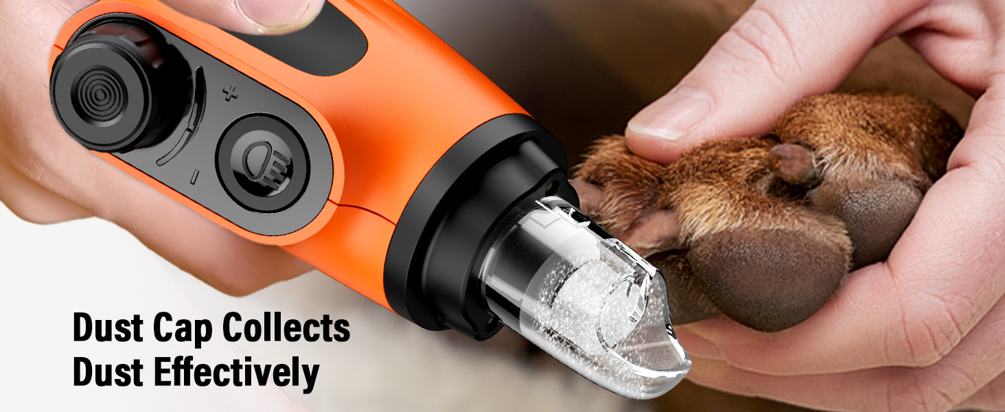 Шліфувальник кігтів для собак Casfuy Smarter Krallenschleifer 6-ступінчатий – 50% потужніший. З 2 LED-лампами, супертихий, перезаряджуваний. Підходить для собак та котів великих, середніх та маленьких порід. Білий (Оранжевий)