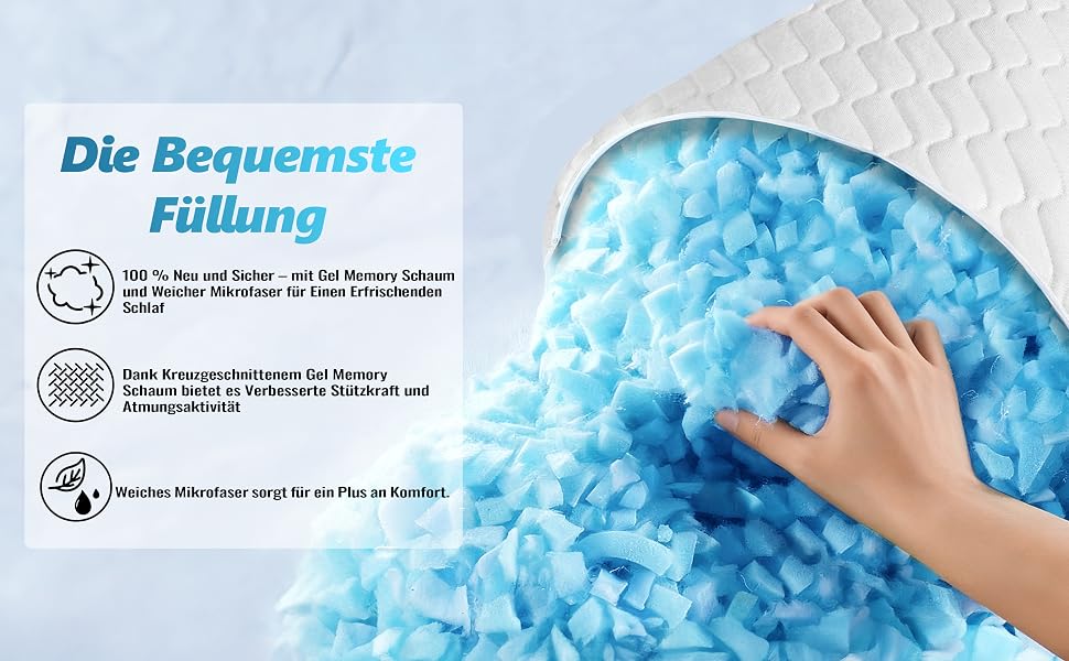 Подушка з піни Memory Foam для сну, охолоджуюча, ортопедична для сну на боці, біла, 40x80 см