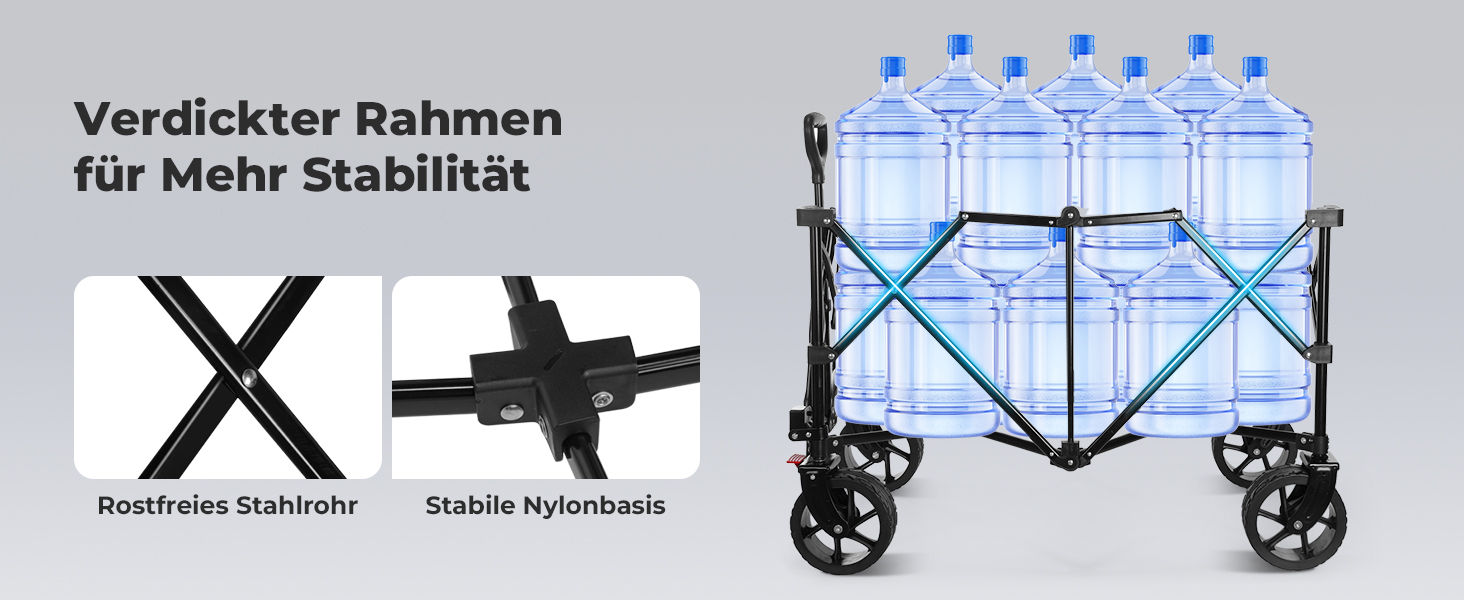 Візок-садок SLIDBEAT XXL 220L 200кг, складний, з гальмами, тримачем для напоїв, регульованою ручкою, колесами для бездоріжжя - для кемпінгу, саду, покупок, чорний