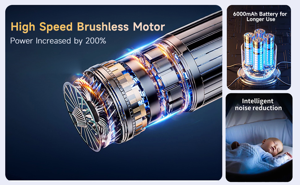 Бездротовий ручний пилосос DiliDala, 25000 Па, акумуляторний, 3 швидкості, для авто, кухні, дивана, офісу