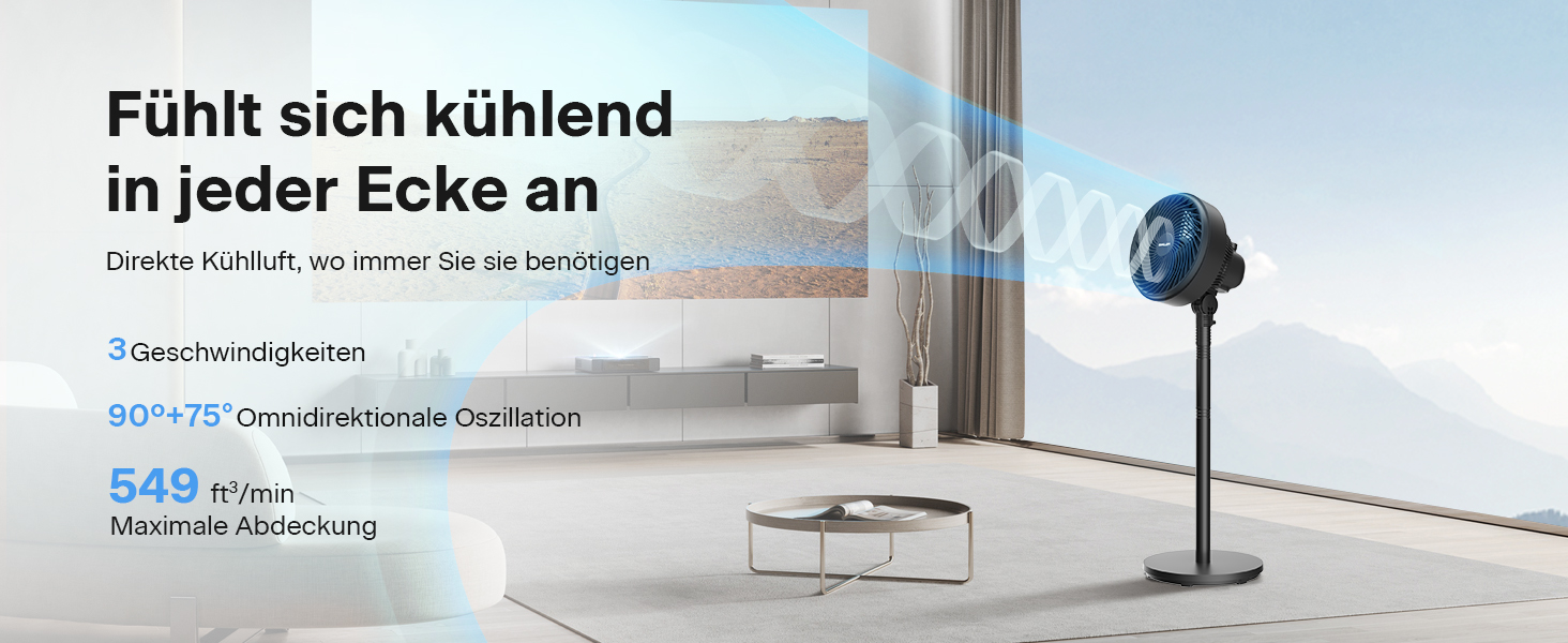 Вентилятор торнадо PELONIS з дистанційним керуванням, сенсорним дисплеєм, 3D циркуляцією, тихий (36.5dB), потужний (10м повітряний потік), регульована висота (60/111см), 4 швидкості з таймером, знімний захисний гріт, поворотний, 76см, чорний