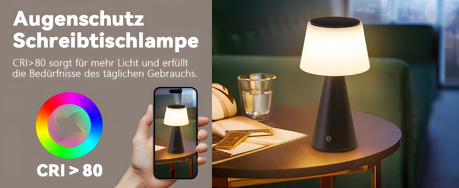 Настільна лампа акумуляторна LED 2 шт. чорна - бездротова, сенсорна, з USB зарядкою для спальні, вітальні, вулиці (3600mAh)