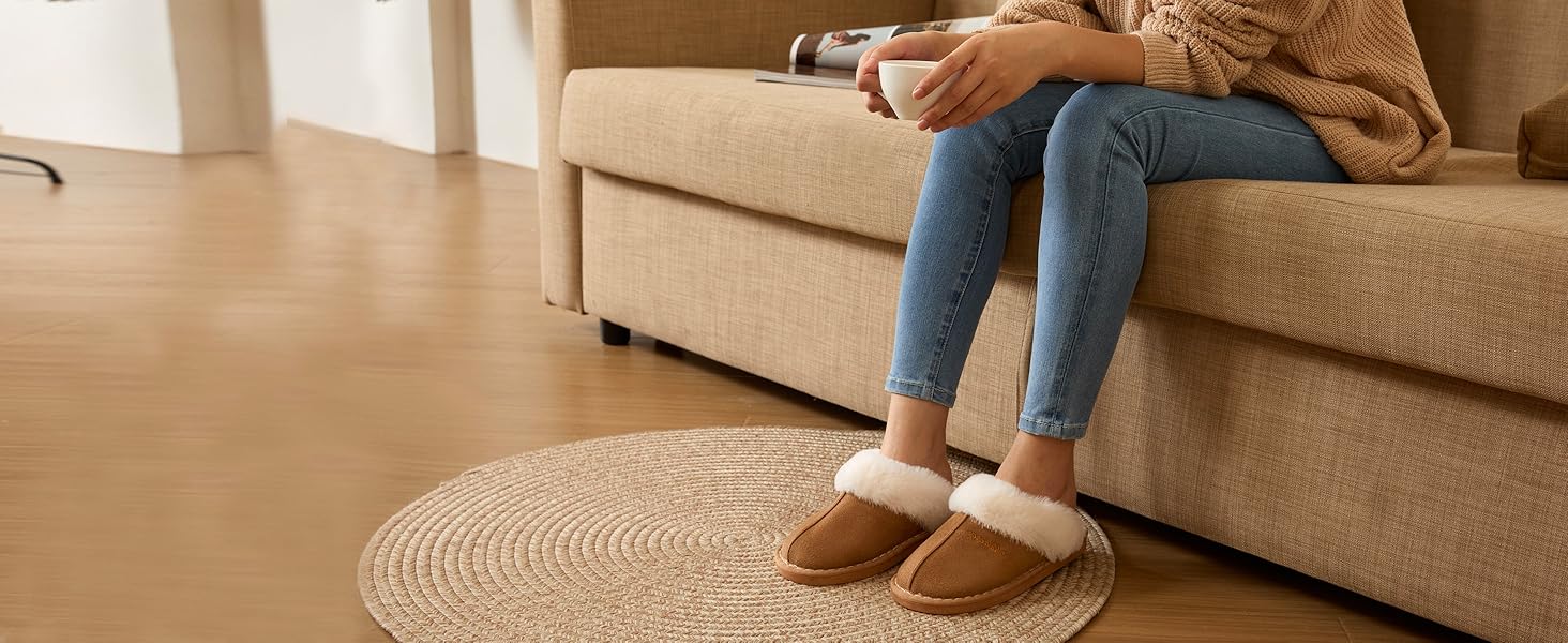 Чоловічі та жіночі домашні тапочки зимові теплі з штучного хутра, м'які, плоскі, плюшеві, з антиковзким покриттям для дому та вулиці - преміум якість, 38.5/40 EU, світло-коричневі