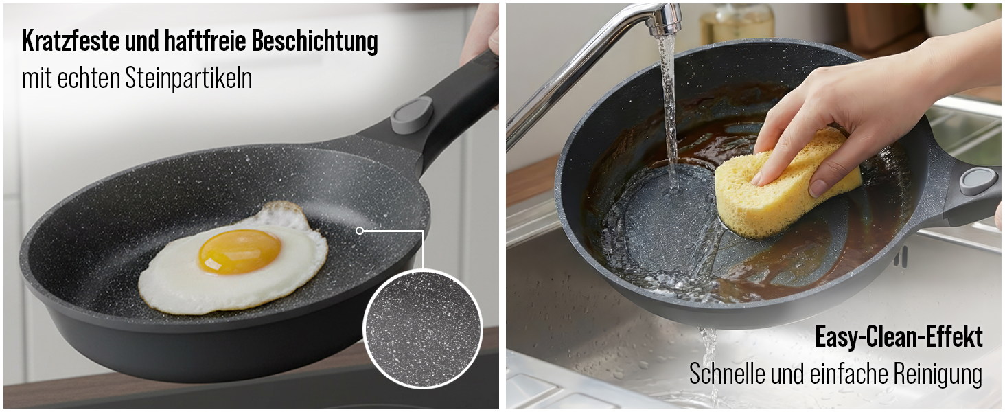 Сковорода гриль STONELINE Smart 28 см з антипригарним покриттям, алюмінієвий литий, зі знімною ручкою, для всіх плит (індукція), сіра