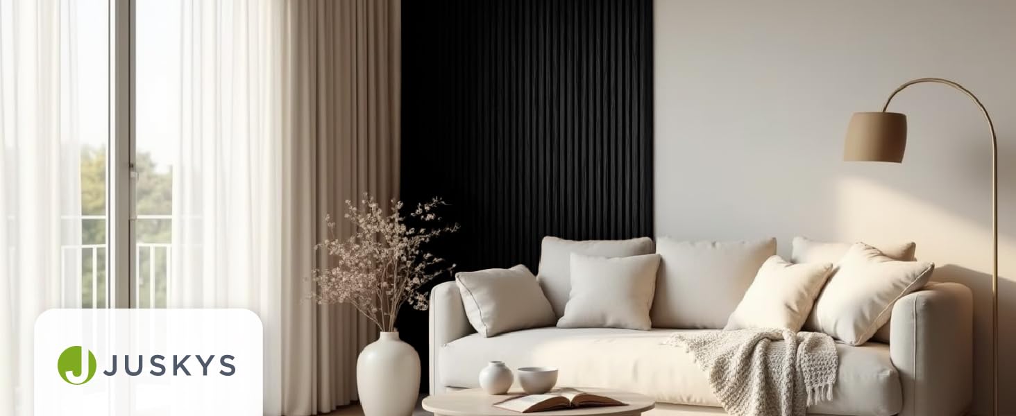 Акустичні панелі Juskys для стін, набір 4 шт (2,88 м²), 120x60 см, шумопоглинаючі декоративні панелі від луни та шуму, колір: чорний дуб