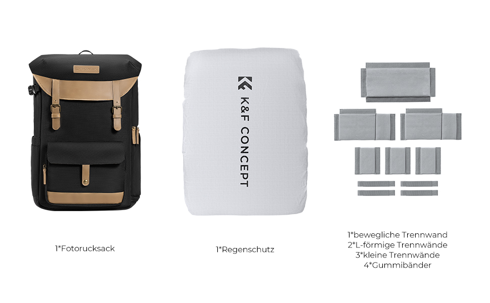 Рюкзак для камери K&F Concept Rolltop 20L: водонепроникний, для Canon, Nikon, Sony, Fujifilm, Olympus, з відділенням для ноутбука 15.6 дюймів (сірий/зелений, чорний)