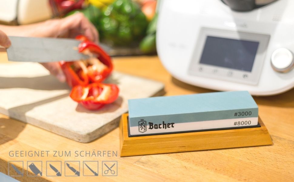 Набір точильних каменів Bacher Premium Schleifstein 400/1000/3000/8000. Точильний камінь, шліфувальний камінь, збірник інструкцій