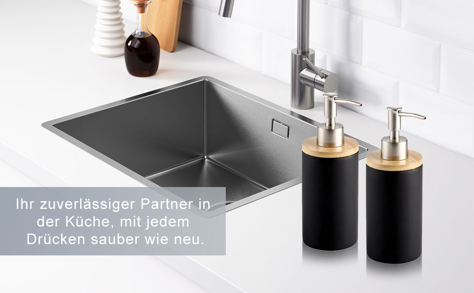 Дозатор для мила з кераміки, 500 мл, з металевим насосом, 2 шт. (білий/чорний)