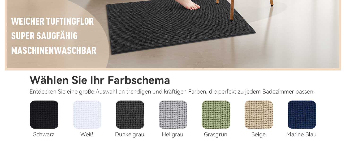 Килимок для ванної кімнати OLANLY з chenille, протиковзкий та гігроскопічний, 40x60 см, колір трав'яний зелений