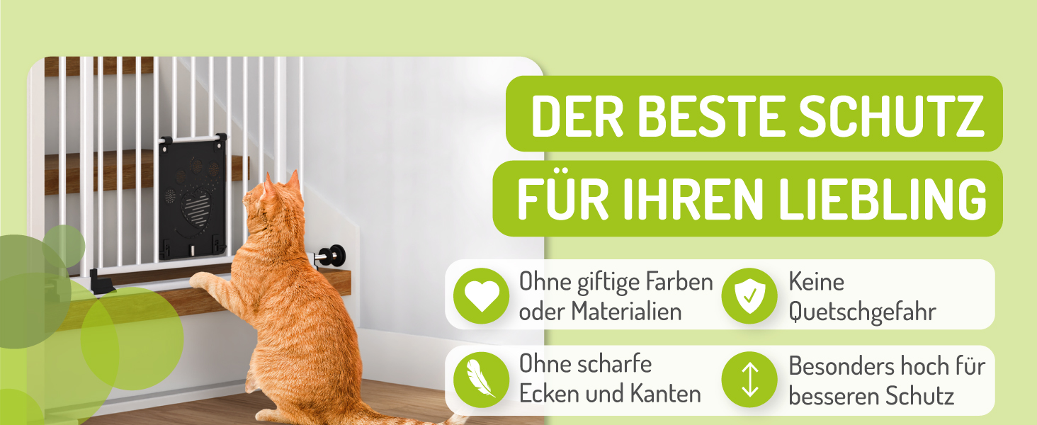 Захист для воріт BOMI Mira | Сітка для воріт з люком для котів | Ідеальний захист для собак, котів та цуценят | Металева сітка для воріт у квартиру, білий колір | Ширина: 73-83 см