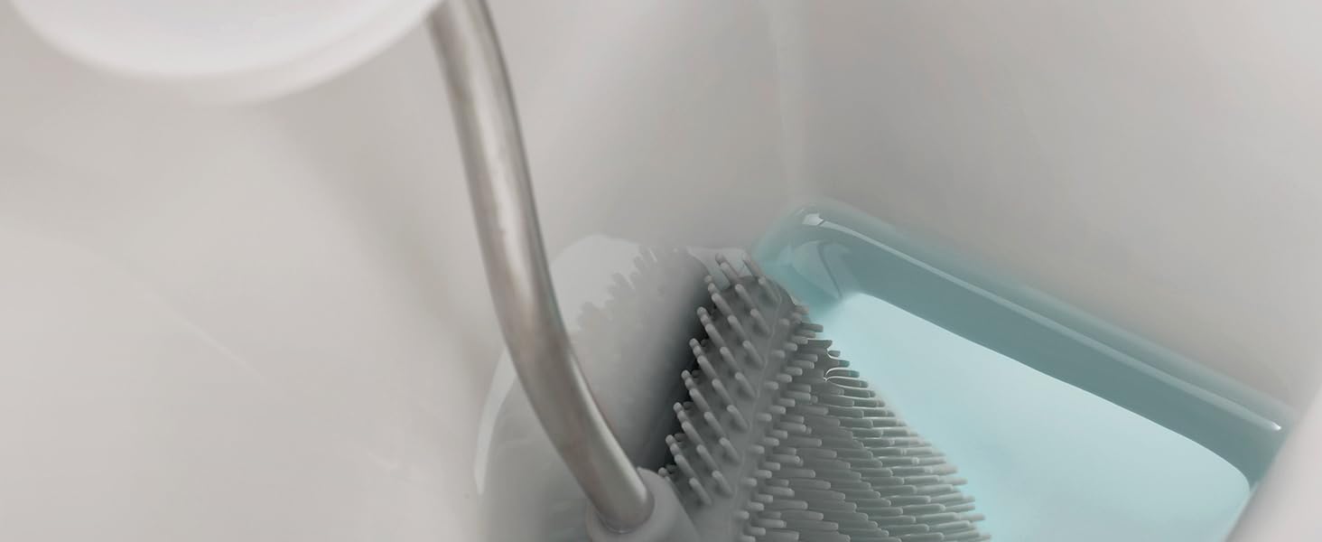 Joseph Joseph Flex Силіконова щітка для унітазу з тримачем, антибактеріальна, сіра/біла, 12,3 x 8,69 x 43,1 см