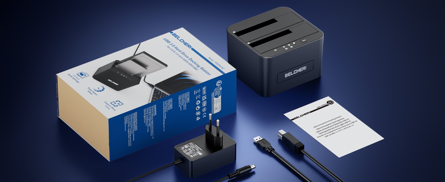 Док-станція для HDD/SSD USB 3.0 на 2 слоти, для 2.5