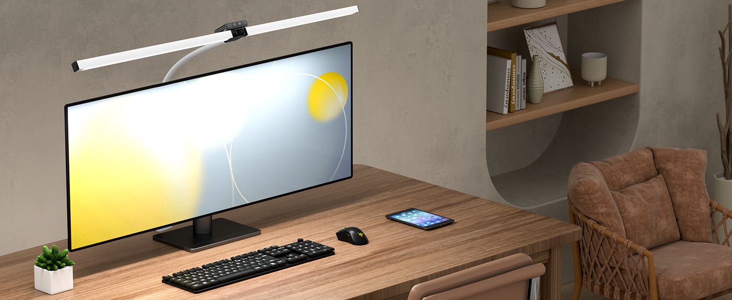 LED лампа для столу Doppelkopf з диммуванням, 24W, 80см, кріпленням, для офісу та дому, з пультом, білий світлодіодний світильник для робочого столу