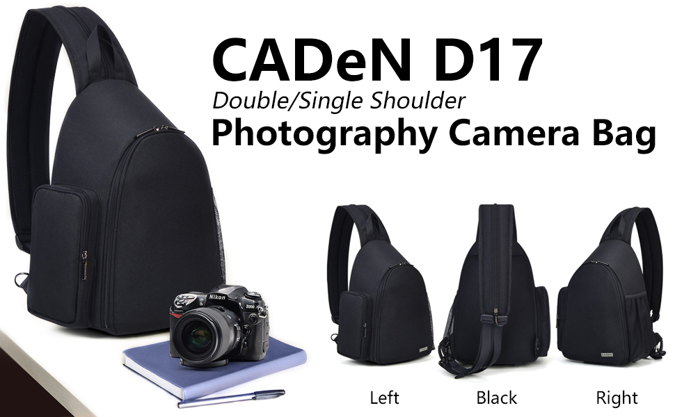 Сумка для камери CADeN: водонепроникна через плече для DSLR/SLR/беззеркальних камер з тримачем для штатива (чорна)
