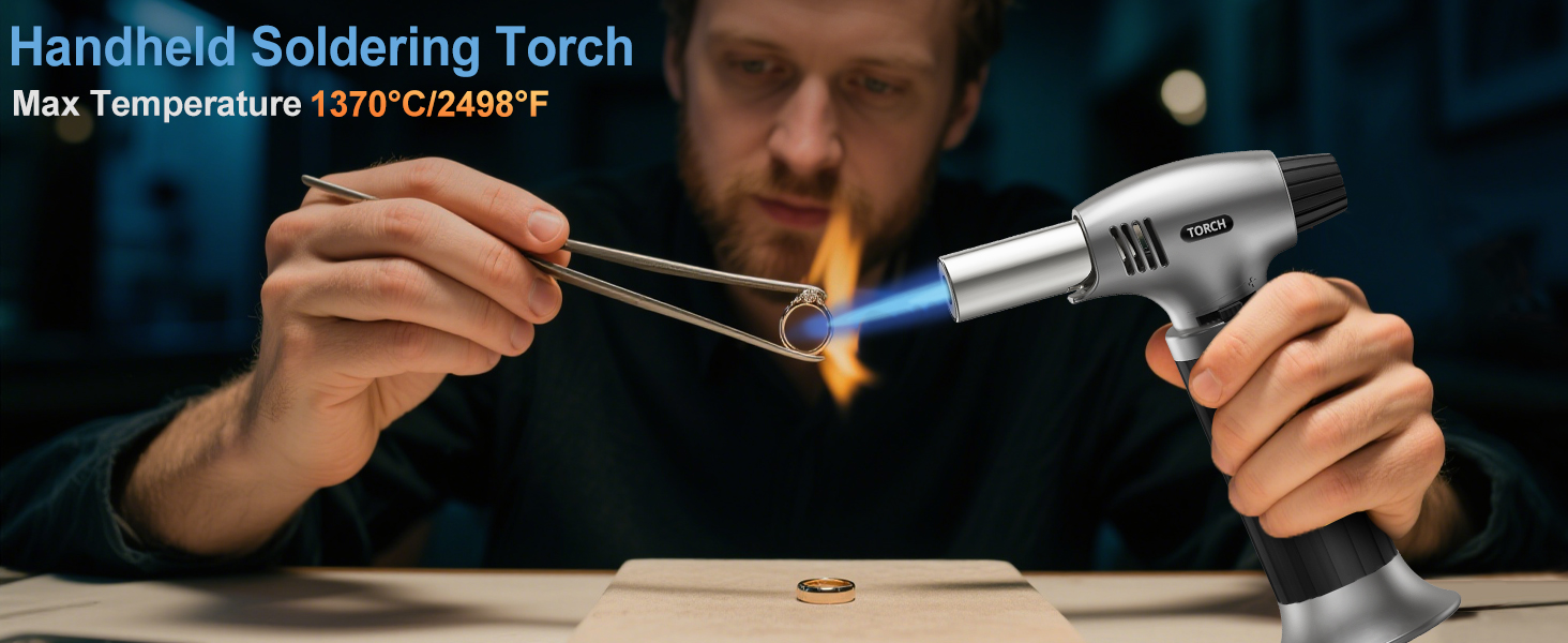 Пальник для крем-брюле Sondiko, газова плита для десертів, паяльник з блокуванням безпеки, срібно-чорний