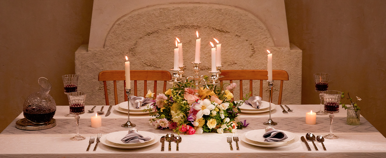 Набір столових приборів HIKAA на 6 осіб (30 предметів), нержавіюча сталь 18/10, полірування з діамантовим візерунком - для дому, весілля, святкування