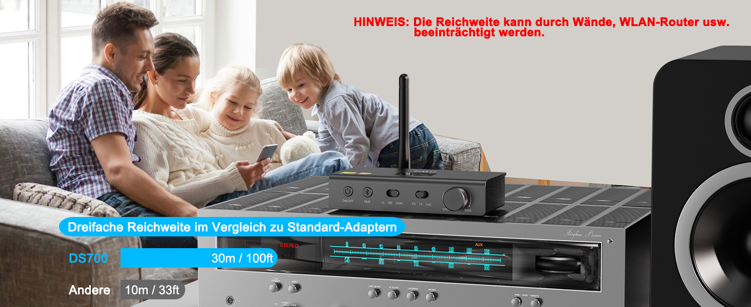 1Mii DS700 Bluetooth передавач/приймач HiFi з DAC, LDAC, aptX HD/LL, OLED-дисплеєм, 3-в-1 аудіоадаптер для ТВ, навушників, колонок, стереосистеми