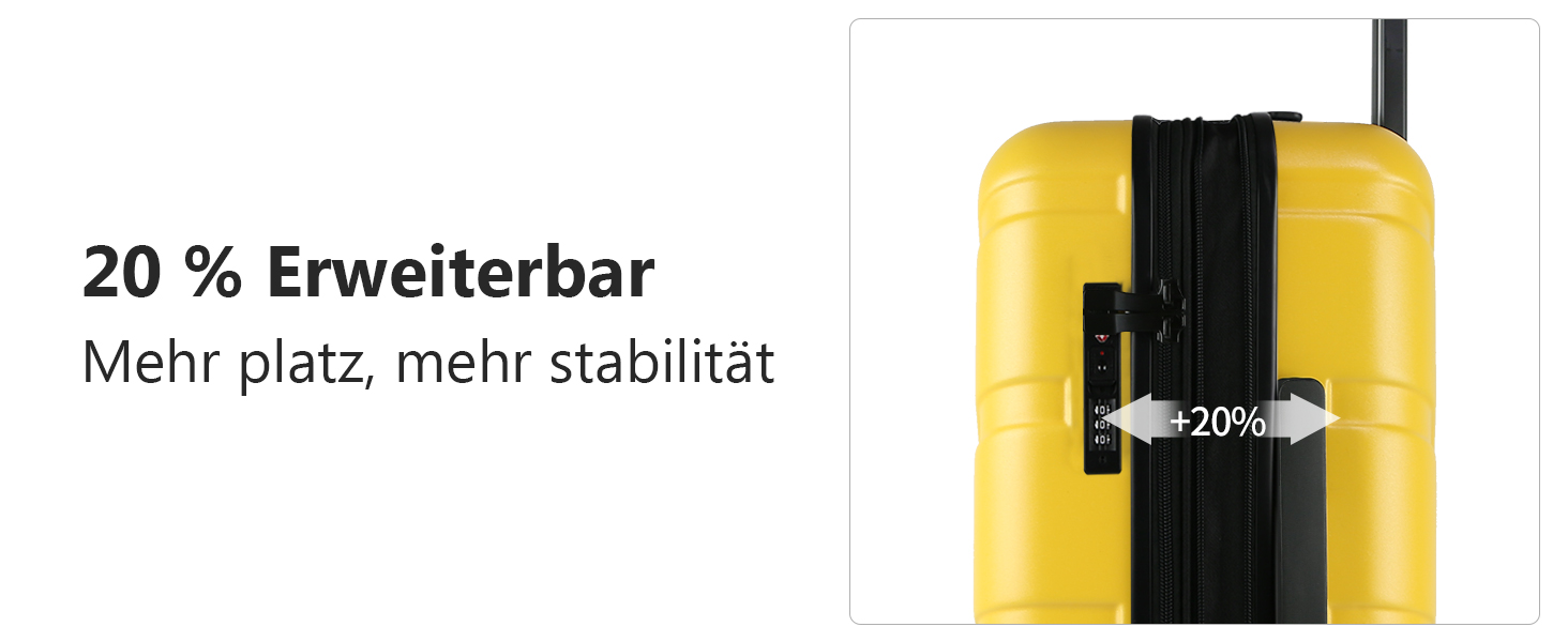 Жовтий валіз Vankean 20 дюймів з спінінг-колесами та TSA-замком, розширюваний, згідно з вимогами авіакомпаній