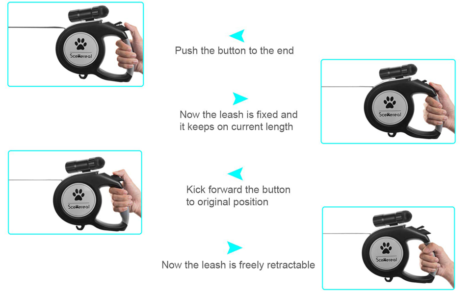 Висувна поводок для собак SCENEREAL – 7.8 м, з LED-ліхтариком та дозатором для відходів, до 50 кг, для середніх та великих собак
