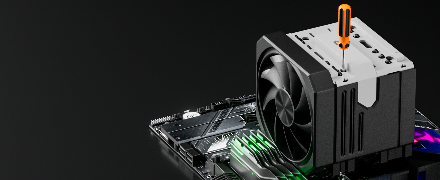 upHere Охолоджувач процесора up2KC8 з RGB підсвічуванням, подвійна вежа, 8 теплових трубок, 120мм вентилятор, сумісний з AMD AM4/AM5 та Intel 2011/2066