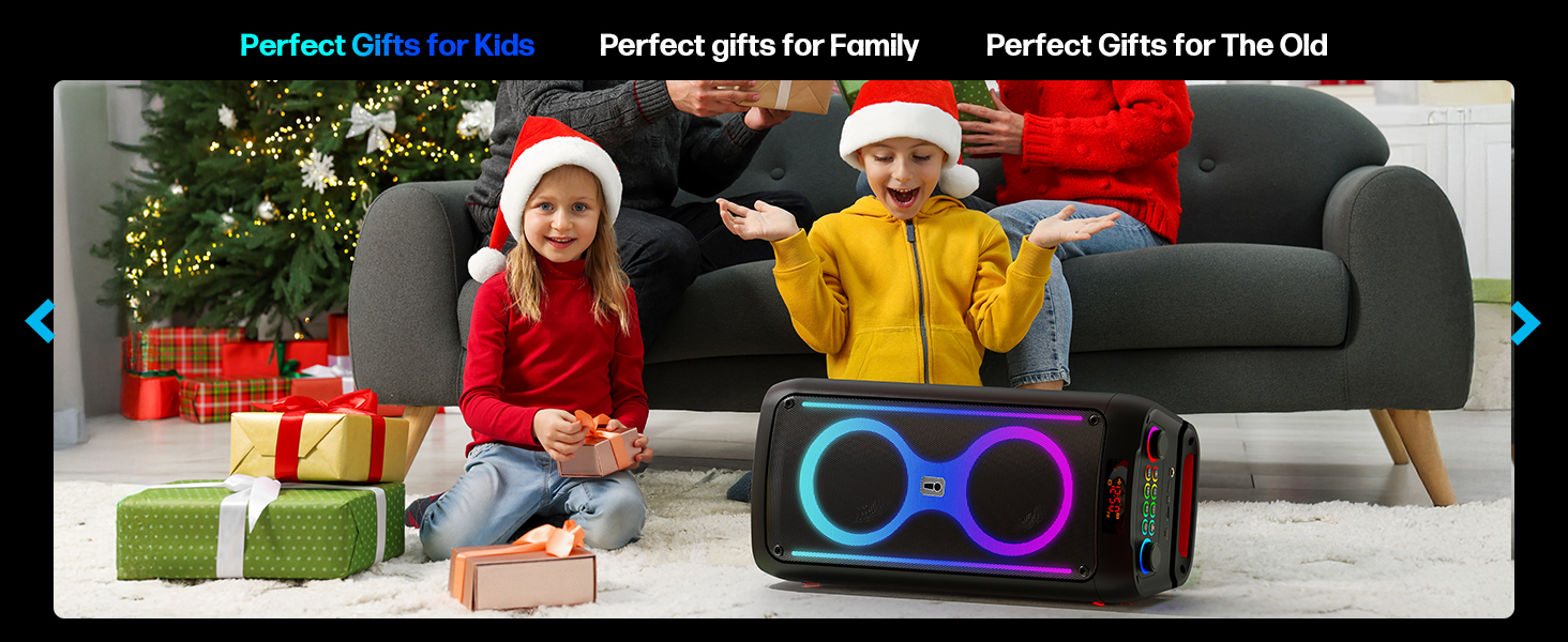 Портативна караоке-машина з Bluetooth, 2 мікрофонами, світлодіодним підсвічуванням та підтримкою USB/TF/Rec/FM/AUX