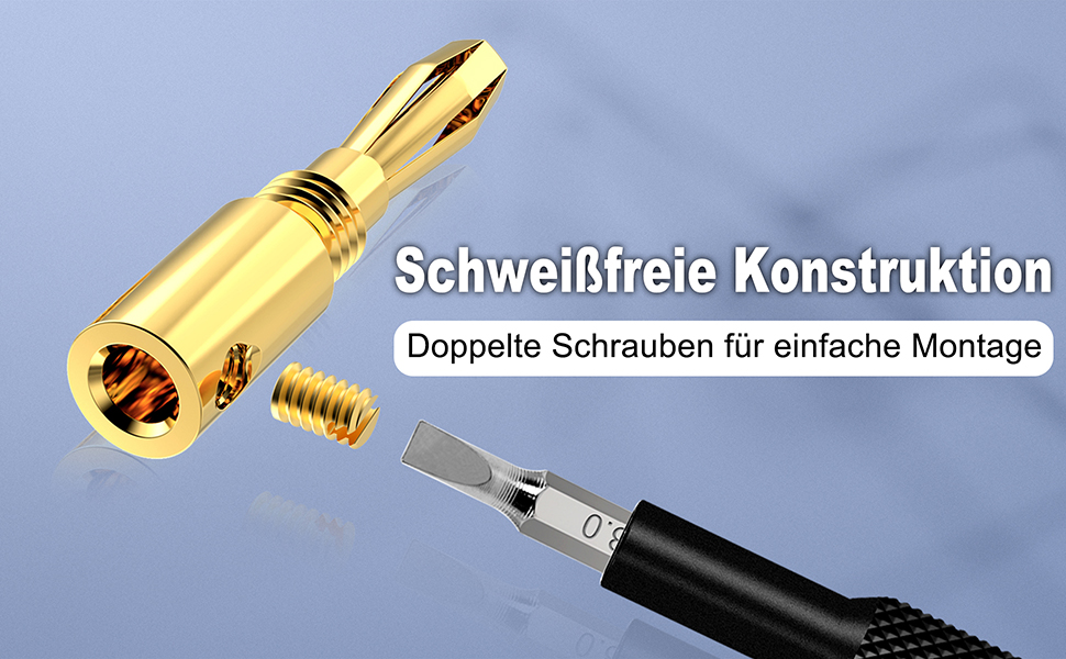 Позолочені бананові роз'єми VCELINK для акустичних кабелів 24K, 0.75-4 мм (12 шт / 6 пар) для підсилювачів, HiFi колонок та AV-ресиверів