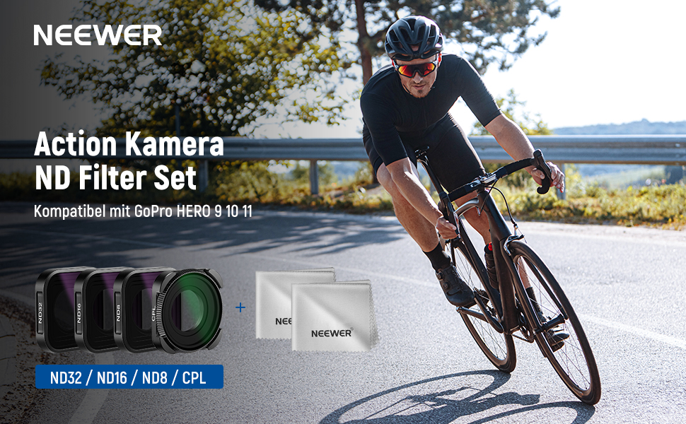 Набір фільтрів ND NEEWER з 15x лупою, 4 шт. (ND8, ND16, ND32, CPL) + макрооб'єктив для GoPro Hero 13/12/11/10/9