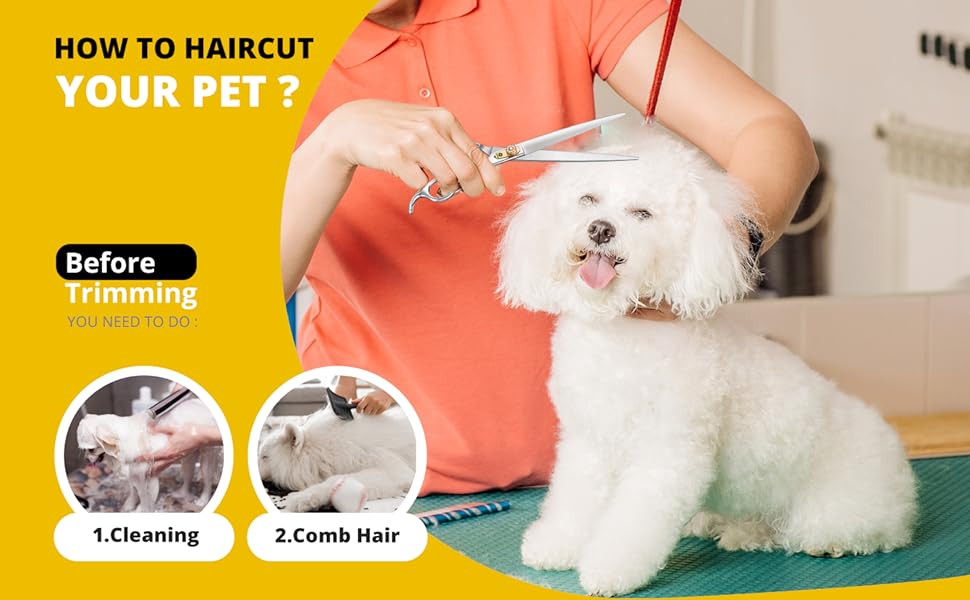 Професійна ножиця для грумінгу собак та котів Dream Reach 8 дюймів, 440C нержавіюча сталь, ергономічна ручка, регульований гвинт