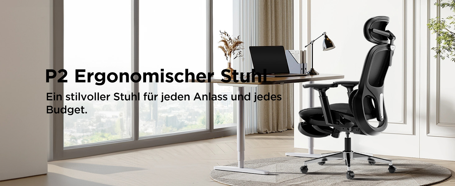 Hbada P2 Air Ergonomic Office Chair with 3D Lumbar Support, Adjustable Headrest & Armrests, Mesh Back, for Home & Office - Black (Luxury Edition)