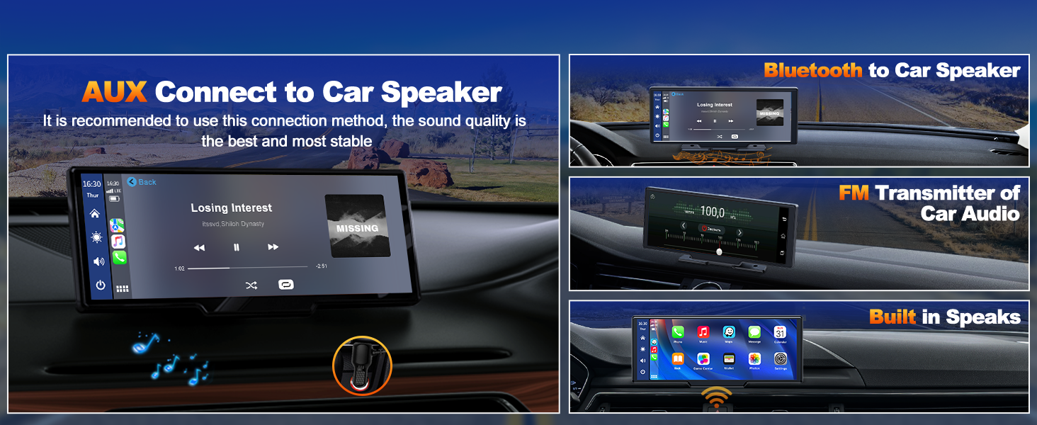 Бездротовий CarPlay/Android Auto дисплей Volam 9,26