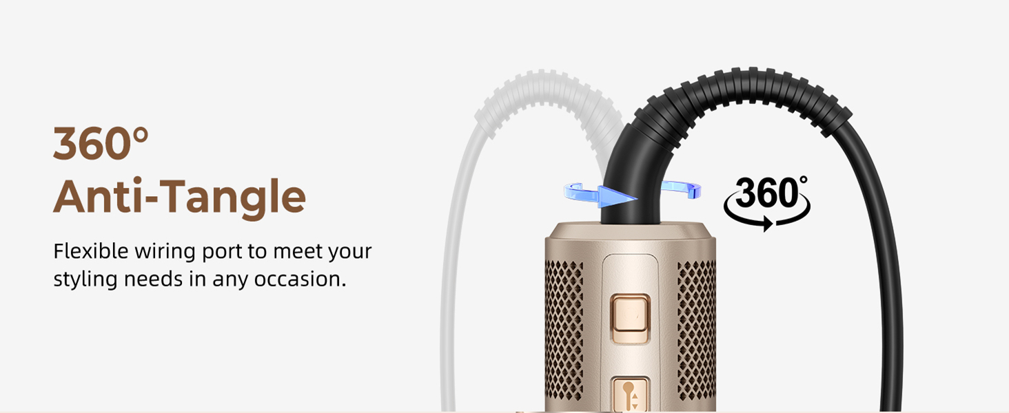 UKLISS Hairstyler 8 в 1: Професійний стайлер для волосся з авто-завивкою, іонізацією та функцією фена, підходить для всіх типів волосся, золотий