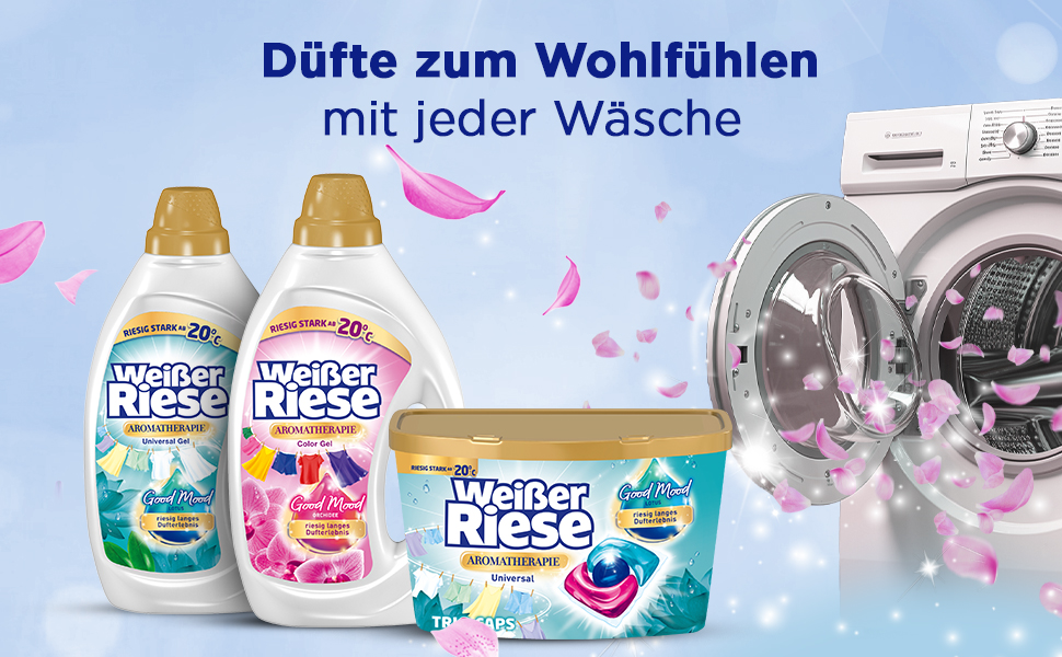 Універсальні капсули для прання Weißer Riese Trio-Caps Aromatherapy Floral Sensation з лотосом, інтенсивний аромат, 120 прань