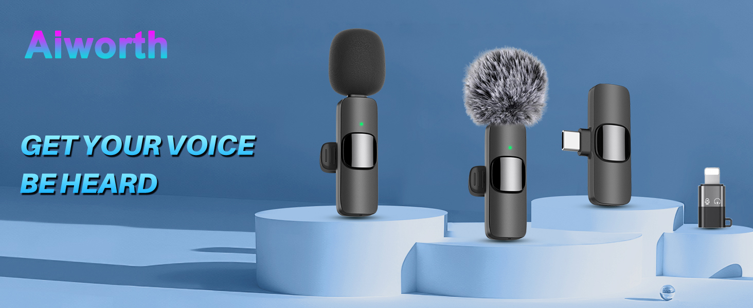 Бездротові кліп-мікрофони для iPhone/Android/комп'ютера/iPad - 2 шт. з шумозаглушенням для відеозйомки, Vlogging, TikTok, YouTube, Plug-and-Play