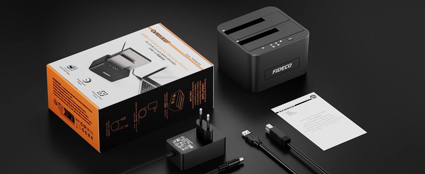 Док-станція для HDD/SSD FIDECO, USB 3.0, 2.5/3.5
