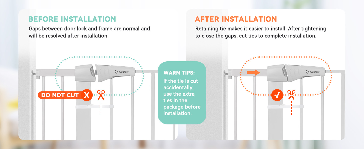 Захист для дверей COMOMY з люком для котів, 75-103см. Захист для собак та котів без свердління, автозакривання, розширюваний. Білий