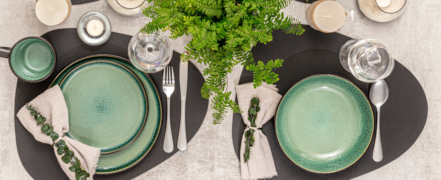 Набір десертних тарілок Sänger Greenwich, 6 шт., кераміка, зелений колір, для 6 осіб, стійкий до миття в посудомийній машині та мікрохвильовій печі