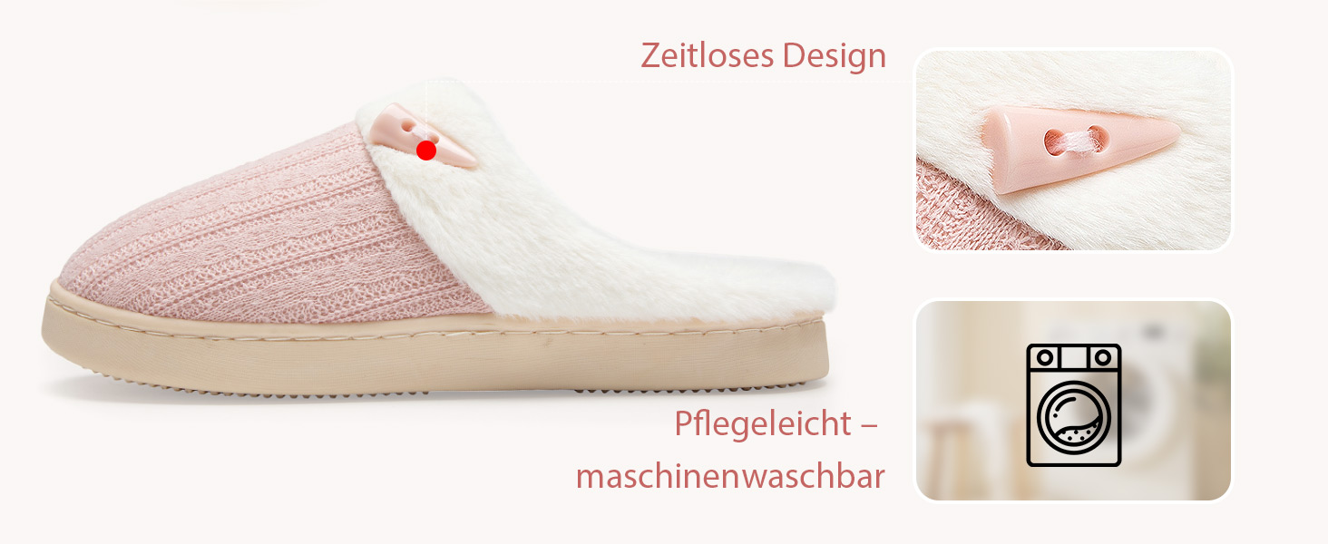 Домашні тапочки NineCiFun для жінок, зимові, теплі, зручні, з м'якої піни пам'яті, з антиковзким покриттям, рожеві, 40/41 EU