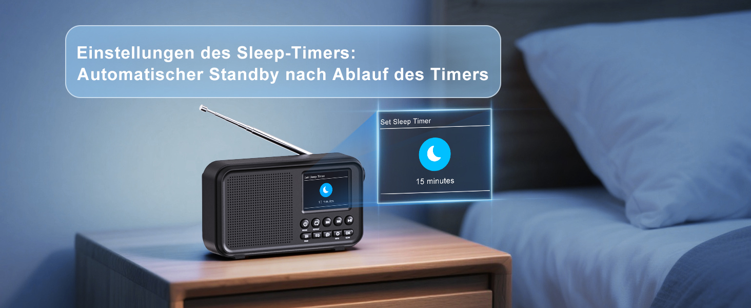 Портативне DAB/DAB+ радіо з Bluetooth 5.0, FM, акумулятором 3000mAh, дисплеєм 2.4